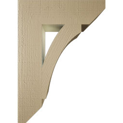 Ekena Millwork - BKTUR055X20X28THR06RCPR - Timberthane Faux Wood Thorton Style Bracket, Slat Ends, 5 1/2"W x 20"D x 28"H, Primed Tan