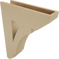 Ekena Millwork - BKTUR055X20X28THR06RCPR - Timberthane Faux Wood Thorton Style Bracket, Slat Ends, 5 1/2"W x 20"D x 28"H, Primed Tan