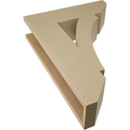 Ekena Millwork - BKTUR055X20X28THR06RCPR - Timberthane Faux Wood Thorton Style Bracket, Slat Ends, 5 1/2"W x 20"D x 28"H, Primed Tan