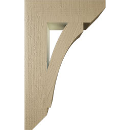 Ekena Millwork - BKTUR055X20X32THR06RCPR - Timberthane Faux Wood Thorton Style Bracket, Slat Ends, 5 1/2"W x 20"D x 32"H, Primed Tan