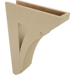 Ekena Millwork - BKTUR055X20X32THR06RCPR - Timberthane Faux Wood Thorton Style Bracket, Slat Ends, 5 1/2"W x 20"D x 32"H, Primed Tan