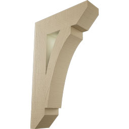 Ekena Millwork - BKTUR055X20X32THR06RCPR - Timberthane Faux Wood Thorton Style Bracket, Slat Ends, 5 1/2"W x 20"D x 32"H, Primed Tan