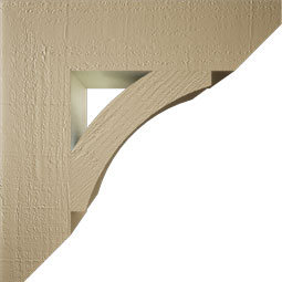 Ekena Millwork - BKTUR055X22X22THR06RCPR - Timberthane Faux Wood Thorton Style Bracket, Slat Ends, 5 1/2"W x 22"D x 22"H, Primed Tan