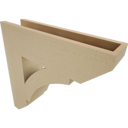 Ekena Millwork - BKTUR055X22X22THR06RCPR - Timberthane Faux Wood Thorton Style Bracket, Slat Ends, 5 1/2"W x 22"D x 22"H, Primed Tan
