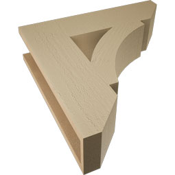 Ekena Millwork - BKTUR055X22X22THR06RCPR - Timberthane Faux Wood Thorton Style Bracket, Slat Ends, 5 1/2"W x 22"D x 22"H, Primed Tan