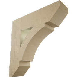 Ekena Millwork - BKTUR055X22X22THR06RCPR - Timberthane Faux Wood Thorton Style Bracket, Slat Ends, 5 1/2"W x 22"D x 22"H, Primed Tan