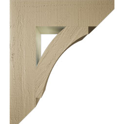 Ekena Millwork - BKTUR055X22X26THR06RCPR - Timberthane Faux Wood Thorton Style Bracket, Slat Ends, 5 1/2"W x 22"D x 26"H, Primed Tan