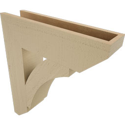 Ekena Millwork - BKTUR055X22X26THR06RCPR - Timberthane Faux Wood Thorton Style Bracket, Slat Ends, 5 1/2"W x 22"D x 26"H, Primed Tan