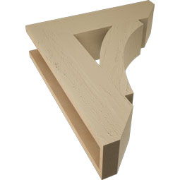 Ekena Millwork - BKTUR055X22X26THR06RCPR - Timberthane Faux Wood Thorton Style Bracket, Slat Ends, 5 1/2"W x 22"D x 26"H, Primed Tan