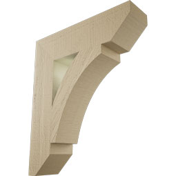 Ekena Millwork - BKTUR055X22X26THR06RCPR - Timberthane Faux Wood Thorton Style Bracket, Slat Ends, 5 1/2"W x 22"D x 26"H, Primed Tan