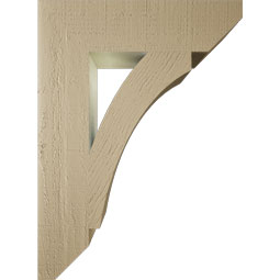 Ekena Millwork - BKTUR055X22X30THR06RCPR - Timberthane Faux Wood Thorton Style Bracket, Slat Ends, 5 1/2"W x 22"D x 30"H, Primed Tan