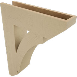 Ekena Millwork - BKTUR055X22X30THR06RCPR - Timberthane Faux Wood Thorton Style Bracket, Slat Ends, 5 1/2"W x 22"D x 30"H, Primed Tan