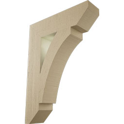Ekena Millwork - BKTUR055X22X30THR06RCPR - Timberthane Faux Wood Thorton Style Bracket, Slat Ends, 5 1/2"W x 22"D x 30"H, Primed Tan