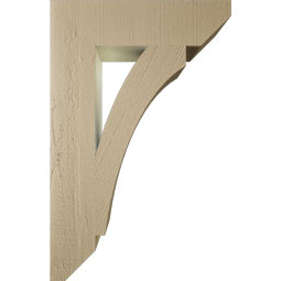 Ekena Millwork - BKTUR055X22X34THR06RCPR - Timberthane Faux Wood Thorton Style Bracket, Slat Ends, 5 1/2"W x 22"D x 34"H, Primed Tan