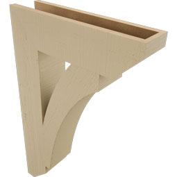 Ekena Millwork - BKTUR055X22X34THR06RCPR - Timberthane Faux Wood Thorton Style Bracket, Slat Ends, 5 1/2"W x 22"D x 34"H, Primed Tan