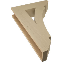 Ekena Millwork - BKTUR055X22X34THR06RCPR - Timberthane Faux Wood Thorton Style Bracket, Slat Ends, 5 1/2"W x 22"D x 34"H, Primed Tan