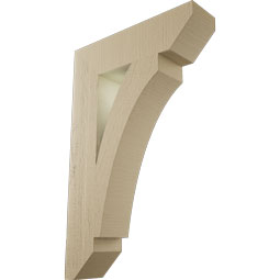 Ekena Millwork - BKTUR055X22X34THR06RCPR - Timberthane Faux Wood Thorton Style Bracket, Slat Ends, 5 1/2"W x 22"D x 34"H, Primed Tan