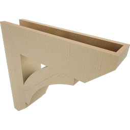 Ekena Millwork - BKTUR055X24X24THR06RCPR - Timberthane Faux Wood Thorton Style Bracket, Slat Ends, 5 1/2"W x 24"D x 24"H, Primed Tan