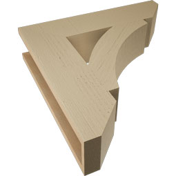 Ekena Millwork - BKTUR055X24X24THR06RCPR - Timberthane Faux Wood Thorton Style Bracket, Slat Ends, 5 1/2"W x 24"D x 24"H, Primed Tan