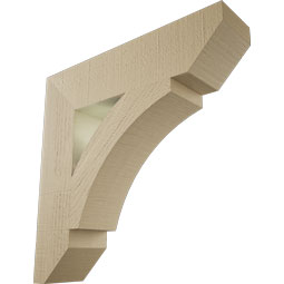 Ekena Millwork - BKTUR055X24X24THR06RCPR - Timberthane Faux Wood Thorton Style Bracket, Slat Ends, 5 1/2"W x 24"D x 24"H, Primed Tan