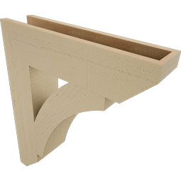 Ekena Millwork - BKTUR055X24X28THR06RCPR - Timberthane Faux Wood Thorton Style Bracket, Slat Ends, 5 1/2"W x 24"D x 28"H, Primed Tan