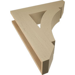 Ekena Millwork - BKTUR055X24X28THR06RCPR - Timberthane Faux Wood Thorton Style Bracket, Slat Ends, 5 1/2"W x 24"D x 28"H, Primed Tan