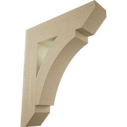 Ekena Millwork - BKTUR055X24X28THR06RCPR - Timberthane Faux Wood Thorton Style Bracket, Slat Ends, 5 1/2"W x 24"D x 28"H, Primed Tan