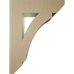 Ekena Millwork - BKTUR055X24X32THR06RCPR - Timberthane Faux Wood Thorton Style Bracket, Slat Ends, 5 1/2"W x 24"D x 32"H, Primed Tan