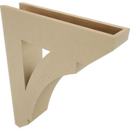 Ekena Millwork - BKTUR055X24X32THR06RCPR - Timberthane Faux Wood Thorton Style Bracket, Slat Ends, 5 1/2"W x 24"D x 32"H, Primed Tan
