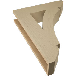 Ekena Millwork - BKTUR055X24X32THR06RCPR - Timberthane Faux Wood Thorton Style Bracket, Slat Ends, 5 1/2"W x 24"D x 32"H, Primed Tan