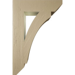 Ekena Millwork - BKTUR055X24X36THR06RCPR - Timberthane Faux Wood Thorton Style Bracket, Slat Ends, 5 1/2"W x 24"D x 36"H, Primed Tan