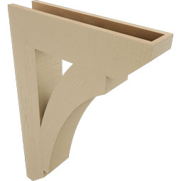Ekena Millwork - BKTUR055X24X36THR06RCPR - Timberthane Faux Wood Thorton Style Bracket, Slat Ends, 5 1/2"W x 24"D x 36"H, Primed Tan