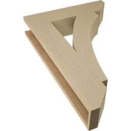 Ekena Millwork - BKTUR055X24X36THR06RCPR - Timberthane Faux Wood Thorton Style Bracket, Slat Ends, 5 1/2"W x 24"D x 36"H, Primed Tan