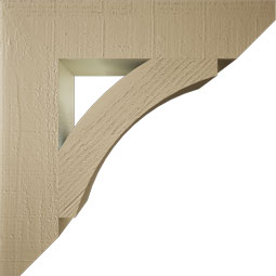 Ekena Millwork - BKTUR055X26X26THR06RCPR - Timberthane Faux Wood Thorton Style Bracket, Slat Ends, 5 1/2"W x 26"D x 26"H, Primed Tan