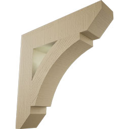 Ekena Millwork - BKTUR055X26X26THR06RCPR - Timberthane Faux Wood Thorton Style Bracket, Slat Ends, 5 1/2"W x 26"D x 26"H, Primed Tan