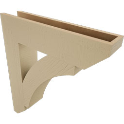 Ekena Millwork - BKTUR055X26X30THR06RCPR - Timberthane Faux Wood Thorton Style Bracket, Slat Ends, 5 1/2"W x 26"D x 30"H, Primed Tan