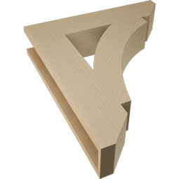Ekena Millwork - BKTUR055X26X30THR06RCPR - Timberthane Faux Wood Thorton Style Bracket, Slat Ends, 5 1/2"W x 26"D x 30"H, Primed Tan