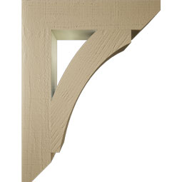Ekena Millwork - BKTUR055X26X34THR06RCPR - Timberthane Faux Wood Thorton Style Bracket, Slat Ends, 5 1/2"W x 26"D x 34"H, Primed Tan