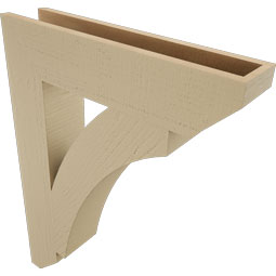 Ekena Millwork - BKTUR055X26X34THR06RCPR - Timberthane Faux Wood Thorton Style Bracket, Slat Ends, 5 1/2"W x 26"D x 34"H, Primed Tan