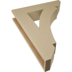 Ekena Millwork - BKTUR055X26X34THR06RCPR - Timberthane Faux Wood Thorton Style Bracket, Slat Ends, 5 1/2"W x 26"D x 34"H, Primed Tan