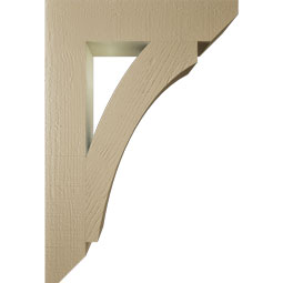 Ekena Millwork - BKTUR055X26X38THR06RCPR - Timberthane Faux Wood Thorton Style Bracket, Slat Ends, 5 1/2"W x 26"D x 38"H, Primed Tan