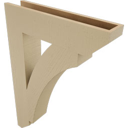 Ekena Millwork - BKTUR055X26X38THR06RCPR - Timberthane Faux Wood Thorton Style Bracket, Slat Ends, 5 1/2"W x 26"D x 38"H, Primed Tan
