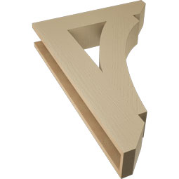 Ekena Millwork - BKTUR055X26X38THR06RCPR - Timberthane Faux Wood Thorton Style Bracket, Slat Ends, 5 1/2"W x 26"D x 38"H, Primed Tan