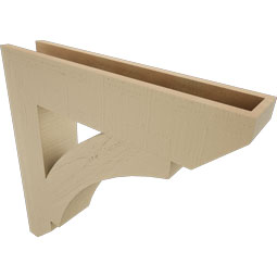 Ekena Millwork - BKTUR055X28X28THR06RCPR - Timberthane Faux Wood Thorton Style Bracket, Slat Ends, 5 1/2"W x 28"D x 28"H, Primed Tan