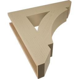 Ekena Millwork - BKTUR055X28X28THR06RCPR - Timberthane Faux Wood Thorton Style Bracket, Slat Ends, 5 1/2"W x 28"D x 28"H, Primed Tan