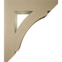 Ekena Millwork - BKTUR055X28X32THR06RCPR - Timberthane Faux Wood Thorton Style Bracket, Slat Ends, 5 1/2"W x 28"D x 32"H, Primed Tan
