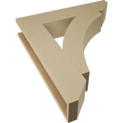 Ekena Millwork - BKTUR055X28X32THR06RCPR - Timberthane Faux Wood Thorton Style Bracket, Slat Ends, 5 1/2"W x 28"D x 32"H, Primed Tan