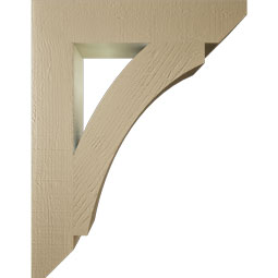 Ekena Millwork - BKTUR055X28X36THR06RCPR - Timberthane Faux Wood Thorton Style Bracket, Slat Ends, 5 1/2"W x 28"D x 36"H, Primed Tan