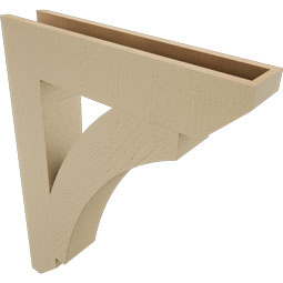 Ekena Millwork - BKTUR055X28X36THR06RCPR - Timberthane Faux Wood Thorton Style Bracket, Slat Ends, 5 1/2"W x 28"D x 36"H, Primed Tan