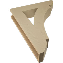 Ekena Millwork - BKTUR055X28X36THR06RCPR - Timberthane Faux Wood Thorton Style Bracket, Slat Ends, 5 1/2"W x 28"D x 36"H, Primed Tan